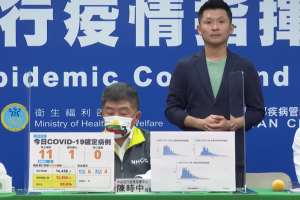 Đài Loan thêm 14 trường p mắc COVID mới được xác nhận vào ngày 1/8 và thêm 2 trường hợp tử vong (ảnh chụp từ buổi họp báo trực tiếp)